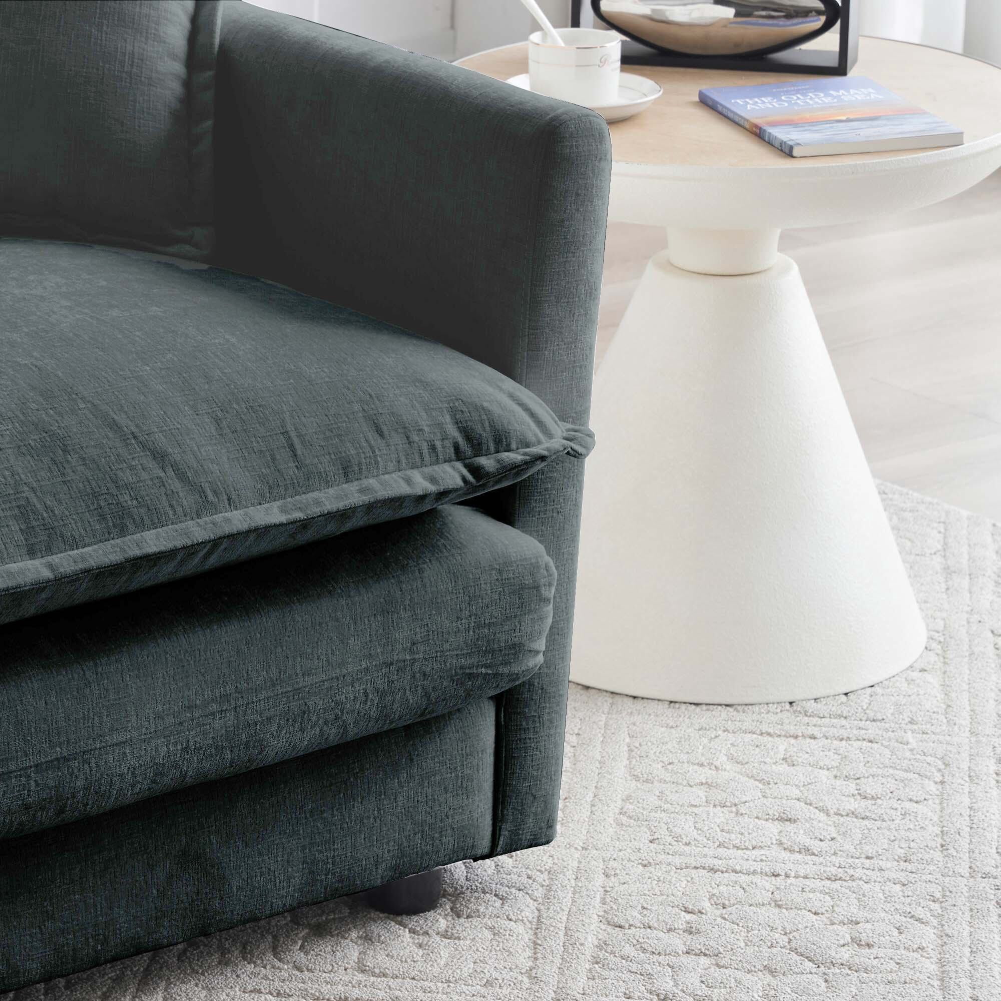 Ottomans With Storage Chenille Fabric Ottomans Footrest to Combine with 2 Seater Sofa, 3 Seater Sofa and 4 Seater Sofa, Grey Chenille,Large Ottomans