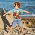 thumbnail image 3 of FORMRS Boys Rash Guard with Short Sleeves UPF 50+ Swim Shirts Sizes 3-12T, Orange Floral Tomatoes, 3 of 6