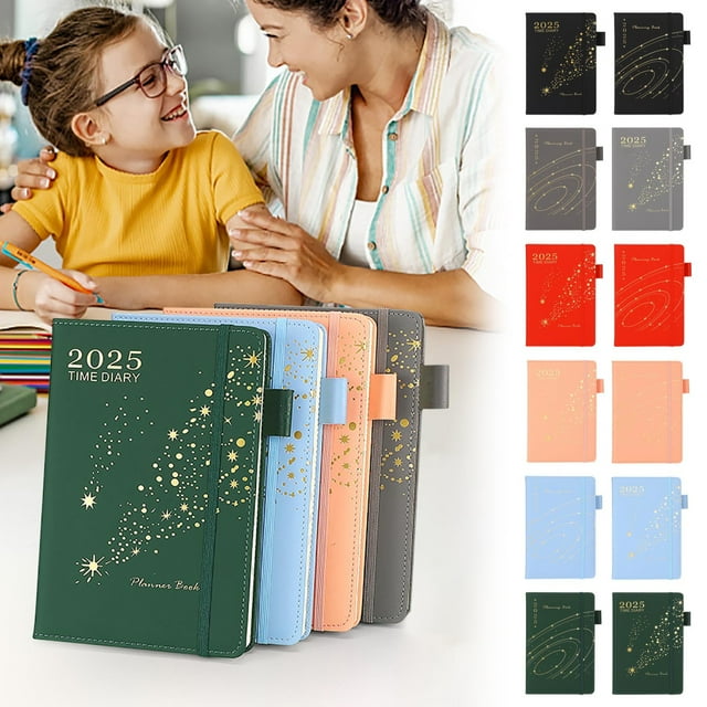 Fiudx Planificador Multilingüe 2025, Diseño de Horario En Inglés y Español, Práctica Correa para Bolígrafo, Portátil y Ligero, Gestión de Tareas Diarias, Ideal para Estudio y Trabajo, Uso a Mitad de