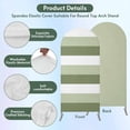 thumbnail image 3 of Sage Green White Striped Arch Backdrop Cover, Spandex Fitted Wedding Arch Cover, Farmhouse Stripes Round Top Stand Covers for Birthday Ceremony Bridal Shower Party Decor 4x1.65 Ft, 3 of 9