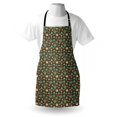 thumbnail image 4 of Tea Party Apron, Cups and Pots with Different Floral Motifs on Dotted Brown Background, Unisex Kitchen Bib with Adjustable Neck for Cooking Gardening, Adult Size, Sea Green Brown Beige, by Ambesonne, 4 of 4