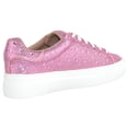 thumbnail image 3 of La Sheelah Women’s Rhinestone Platform Sneakers – Sparkly Glitter Fashion Shoes, Bling Casual Lace-Up Sneakers, Crystal Streetwear Flatform Shoes DOLCE-66 Pink 8, 3 of 5