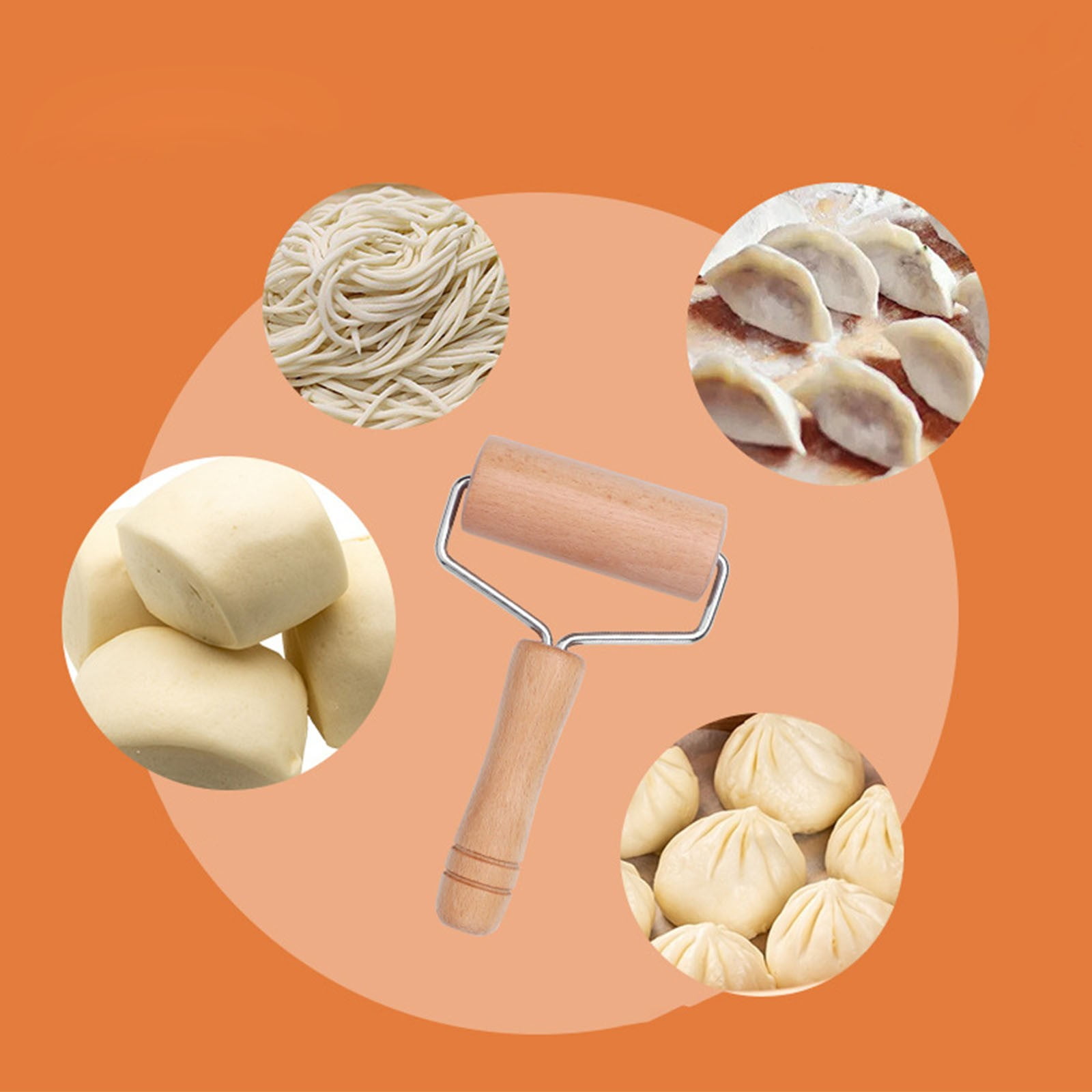 FURNIX Ergonomic Wooden Rolling Pin,Manual Dumpling Skin Roller,Consistent Thickness Dough,Hygienic Food-Safe,Gift For Cooks And Bakers,Durable Hardwood Construction