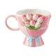 thumbnail image 2 of Taza de café con tulipanes, taza de desayuno con asa cómoda, regalo de inauguración de la casa, de té única, de jugo y leche para hotel, oficina, Rosa, 2 of 8
