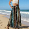 thumbnail image 5 of LWavelet Women Tribal Print Tiered Maxi Skirt Elastic Waist With Pockets Boho Long Skirt Black M, 5 of 6