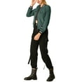 thumbnail image 5 of INSPIRE CHIC Women's Jacket Stand Collar Long Sleeve Zip up Flap Pocket Bomber Jacket M Green, 5 of 9