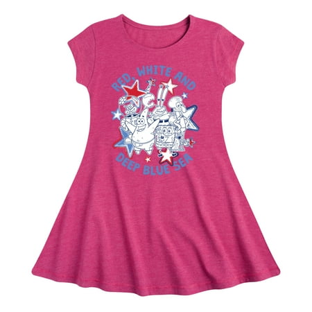 

SpongeBob SquarePants - Red White and Deep Blue Sea - Toddler And Youth Girls Fit And Flare Dress