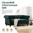 thumbnail image 4 of FFH 59" Loveseat Sofa, Chesterfield Velvet Couch for Living Room, Green, 4 of 8