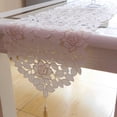 thumbnail image 6 of CHENGSI for Vintage Embroidered Lace Table Runner White Cotton Doily Mat for Wedding Party Home Decor Reusable Stain-Resistant Washable 40x150cm, 6 of 9