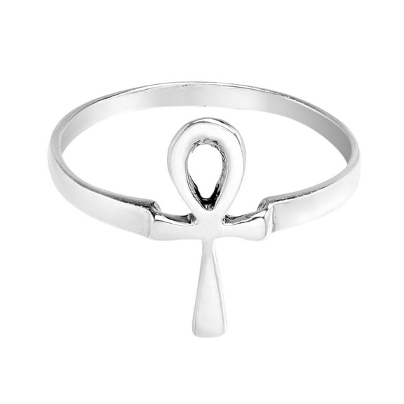 Stylish Egyptian Ankh Hieroglyph Sterling Silver Ring-9