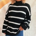 thumbnail image 5 of FDGIU Women's Chunky Knit Sweater Warm Pullover Crewneck Sweater 2025, Oversized Loose Striped Top, Casual Fall Fashion Cozy Tunic, 5 of 5