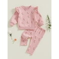 thumbnail image 2 of aturustex Toddler Girl 2-piece Floral Tracksuit Outfits 3M 6M 12M 18M 2T 3T Infant Baby Long Sleeve Sweatshirts Crew Neck Pullovers Tops with Sweatpanual Sweat Suits Kids Spring Fall Clothes, 2 of 9
