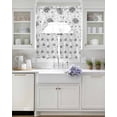 thumbnail image 3 of Grey Black Flower Swag Kitchen Curtains Sets for Windows 24 Inch Length, Spring Watercolor Floral Plant Textured Short Window Curtain Panels Swags Valances and Tiers 3 Piece Set for Cafe/Dining Room, 3 of 5
