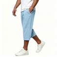 thumbnail image 5 of Capris Sweatpants for Men Wide Leg Drawstring Below Knee Shorts Light Blue Crooped Pants with Pockets Size L, 5 of 8