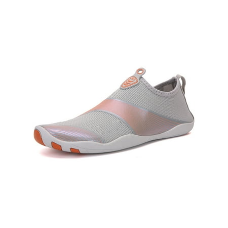 

SIMANLAN Womens Mens Water Shoes Swim Aqua Socks Slip On Beach Shoe Fitness Comfort Flats Workout Surf Barefoot Gray Style B 8.5