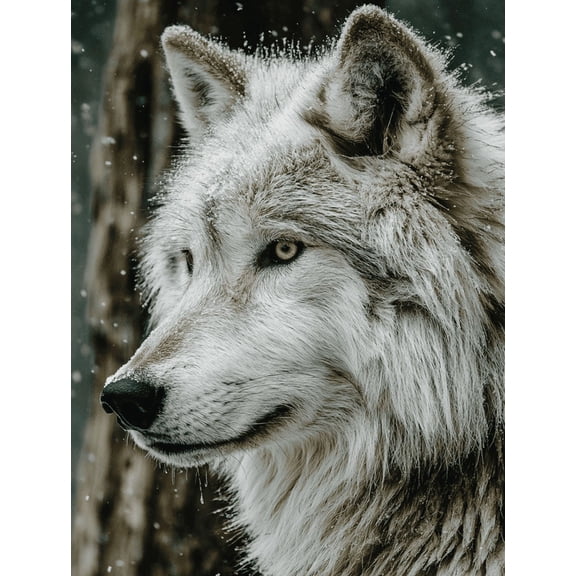 White Wolf Snow Canvas Art Print, Nature Landscape Wall Art, Ready to Hang Wrapped Canvas for Home Decor