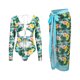 thumbnail image 1 of Trajes de Baño para las Mujeres Traje de Cremallera de Manga Larga con Impresión de Hoja Multicolor, Conjunto de Traje de Falda de Baño Modesto, 1 of 9