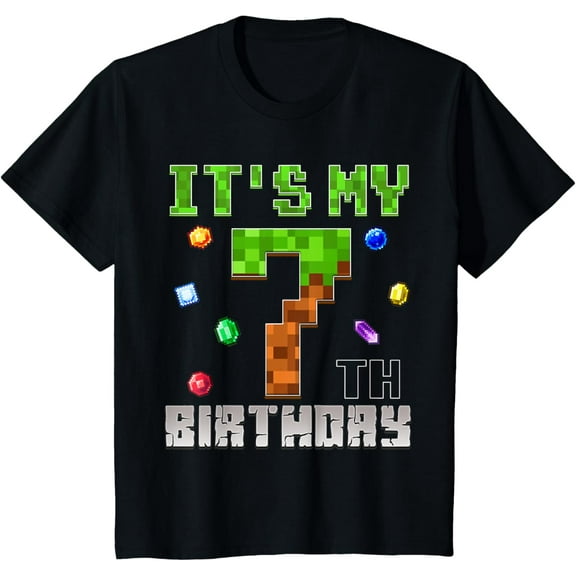 Birthday Boys Shirt It's My 7th Birthday Video Game Pixel T-Shirt