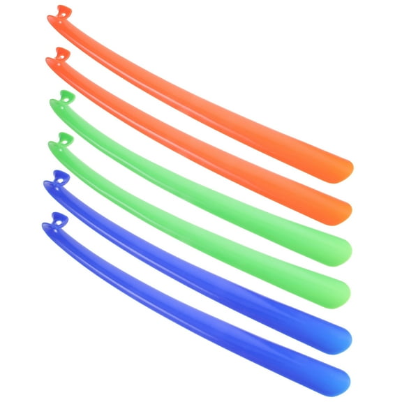WRISTBIQUE 6Pcs Long Handle Plastic Shoe Horn for Easy Shoe Wearing and Comfortable Use