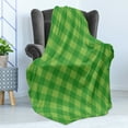 thumbnail image 4 of Irish Soft Flannel Fleece Throw Blanket, Retro Pattern in Vivid Green Cultural Checkered Traditional Tile, Cozy Plush for Indoor and Outdoor Use, 60" x 80", Green Lime Green, by Ambesonne, 4 of 5
