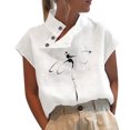 thumbnail image 1 of Gibobby Camiseta de manga corta para mujer Blusas gasa sueltas con cuello en V manga 3/4 para mujer(Negro,XL), 1 of 5