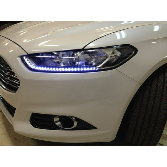 For White Audi Style LED DRL Head Light Strips Daytime Running Lamps Set of 2