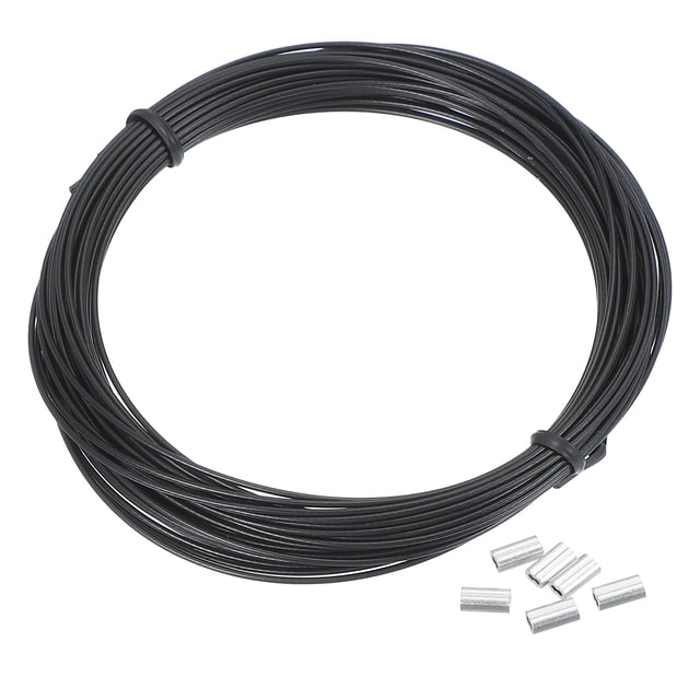 Uxcell 1/32" Wire Rope Vinyl Coated 33ft Steel Wire Cable with Crimping Sleeve Black
