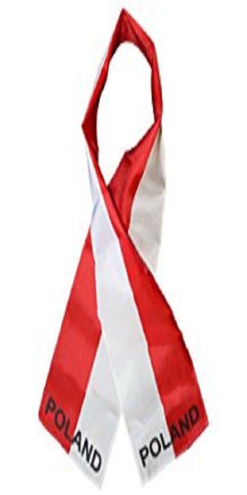 Poland Eagle Polska Country Lightweight Flag Printed Knitted Style Scarf 8"x60" 