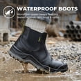 thumbnail image 4 of SPIEZ Men's Steel Toe Chelsea Work Boots,Waterproof Non-Slip 6-Inch Safety Boots with Kevlar Midsole,Slip-On Leather Boots for Construction Warehouse Outdoor - Black Size 12, 4 of 12