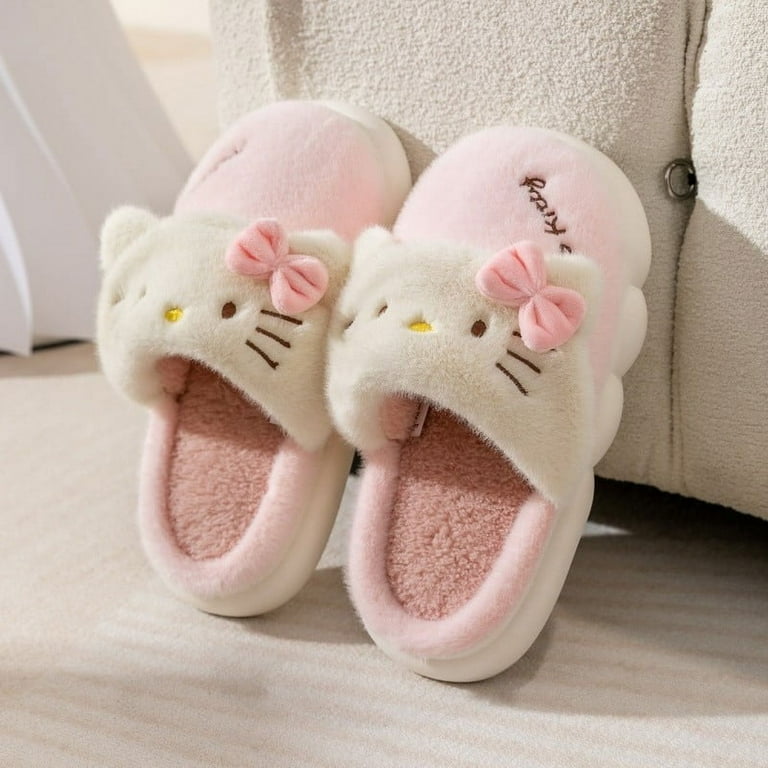 Kawaii Sanrio Hello Kitty Slippers Kuromi My Melody Home Slippers Women s Slippers Women s Winter Girls Adult Plush Slippers