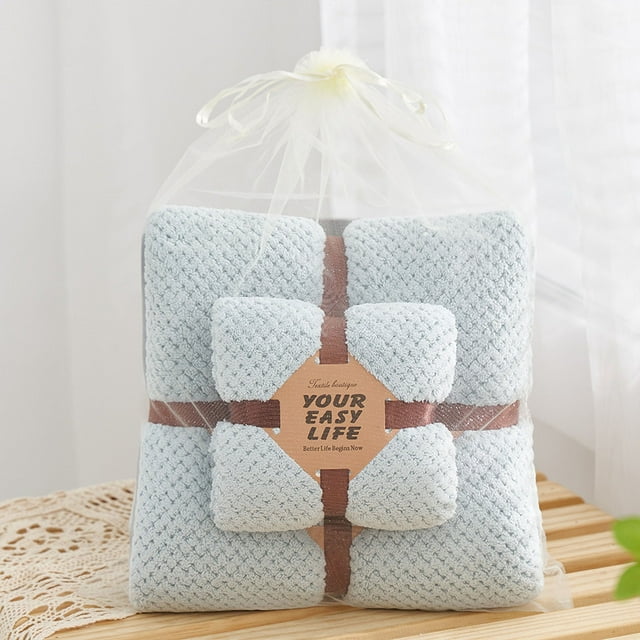 Fiudx Juego de Toallas de Terciopelo Coral, Suaves Toallas de Microfibra para Baño y Rostro, Usables y Muy Absorbentes, Cómodas para Usar En Casa o de Viaje, Set de Regalo para Madre E Hijo, Juego de