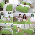 thumbnail image 5 of Abstract Solid Color Bedding Duvet Cover Set Full Size 4 Pieces Simple Avocado Green Low Saturation Bedding Set with Zipper Closure, 1 Comforter Cover 86x86 Inches 1 Flat Sheet & 2 Pillow Cases, 5 of 7