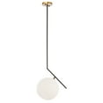 thumbnail image 4 of Ryland 1 Light Black And Brass And Frosted White Glass Pendant, 4 of 7