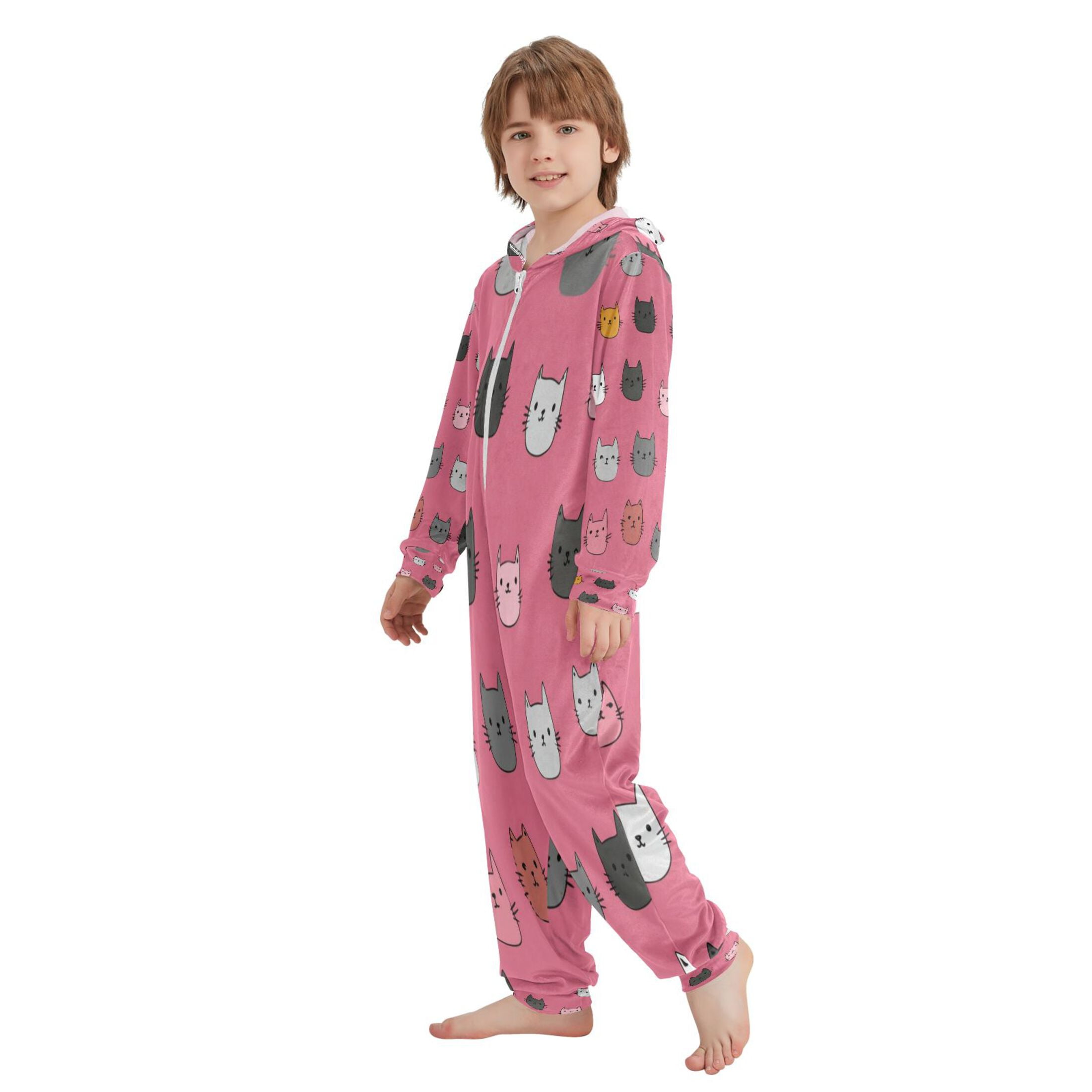 Vzayyk 4T-14Y Size Aviliable Cozy One-Piece Footless Sleeper Pajama Cartoon Kitty
