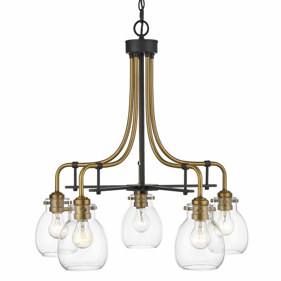 Z-Lite 466-5 Kraken 5 Light 25" Wide Chandelier - Matte Black / Olde Brass