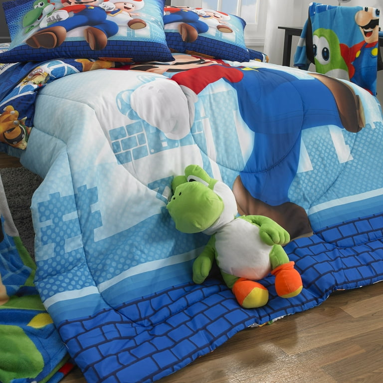 Super Mario Kids Twin Bed in a Bag, Gaming Bedding, Comforter and