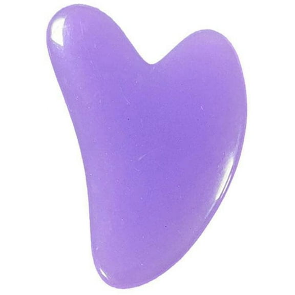 Gua Sha Facial Tool - Natural Jade Stone Board for SPA Acupuncture Therapy Trigger Point Treatment - Heart Shape Jade Trigger Point Treatment on Face -Purple