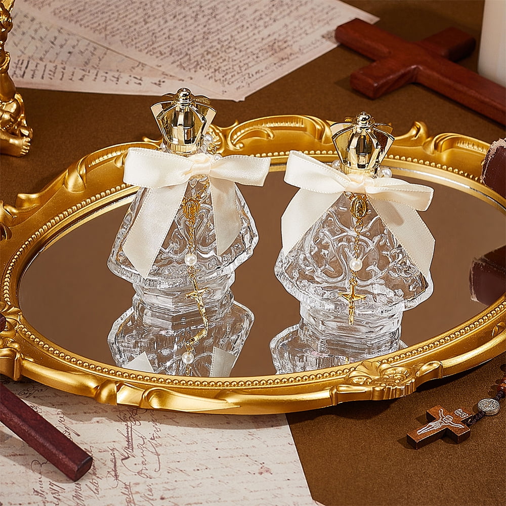 12Pcs Glass Perfume Refillable Bottles with 12Pcs Organza Gift Bags 12Pcs Polyester Packaging Ribbon Bowknot