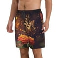 thumbnail image 2 of Kll Butterfly Sitting On A Flower Men'S Casual Summer Beach Shorts Hawaiian Shorts With Pockets-Small, 2 of 9