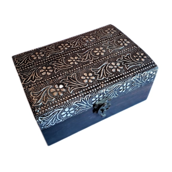 Antique Handmade Wooden Urn Engraving Handcarved Jewellery Box for Women-Men Jewel | Home Decor Accents | Decorative Urns | Storage & Organiser