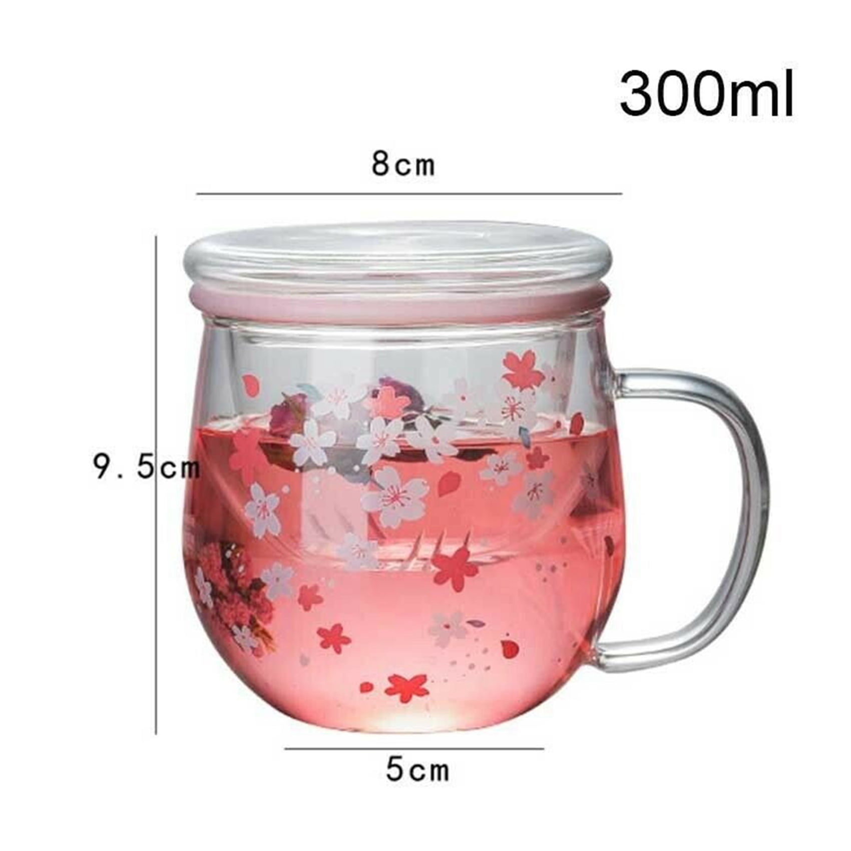 Cherry Blossom Sakura Glass Mug with Glitter Handle 355ml/12oz