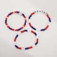 thumbnail image 6 of Ziurtnc 3 Pcs/Set Women Bracelet Set Independence Day Adjustable Contrast Color Smooth Beads Baseball Pendant Letter Print Pride Day Bracelets, 6 of 7