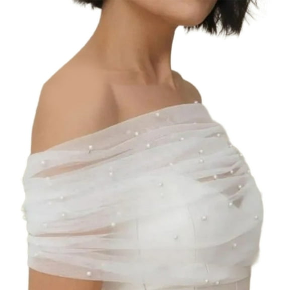 Breathable Bridal Shoulder Wrap Comfortable Chest Shawl with/without Pearls
