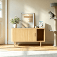 thumbnail image 2 of Winkalon Cat Litter Box Enclosure with Sliding Tambour Door, 37.4" Hidden Litter Box Furniture, Wood Cat Litter Box Cabinet for Living Room, Oak, 2 of 9
