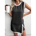 thumbnail image 3 of AURA Womens Two Piece Casual Set Color Block T Shirt and Cropped Pants Summer Comfortable Outfit, 3 of 6