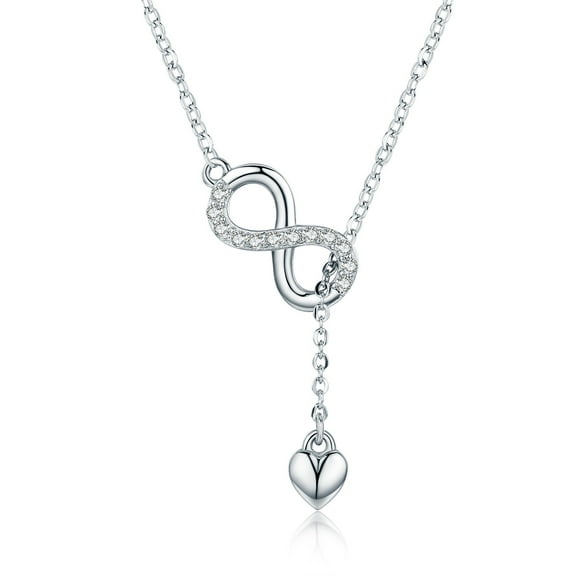 Eternal Charm Sterling Silver Necklace - 925 Silver Adjustable Chain Delicate Pendant Jewelry for Women