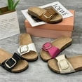 thumbnail image 4 of 2024 Summer New Slippers Casual Square Button Slippers Cork Flat Bottom Slippers For Outdoor Wear Slippers tzw, 4 of 7