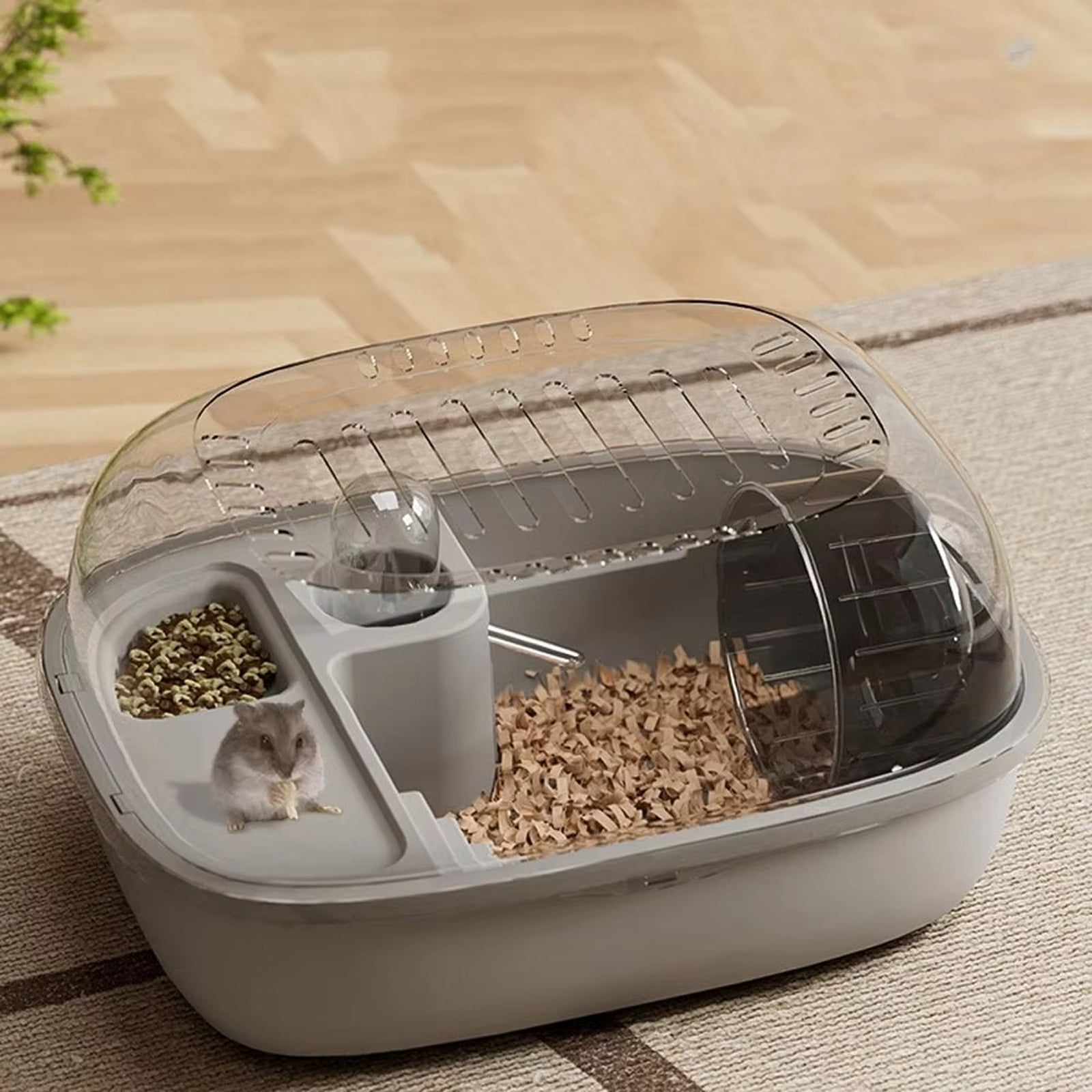 Large Acrylic Hamster Cage, Transparent Pet Habitat for Small Animals, Easy to Clean Spacious House, Portable Travel Carrier for Guinea Pigs, Yellow