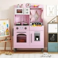 thumbnail image 5 of INFANS Kids Kitchen, Wooden Pretend Playset with Adjustable Heights Realistic Sounds Ice Maker Microwave Oven, Toddler Cooking Toy Gift for Boys Girls Aged 3+, 5 of 10