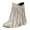 Khaki, variant on Hidden Wedge Boots for Women Fashion Tassel Ankle Boots Round Toe Pull on Cowboy Boots